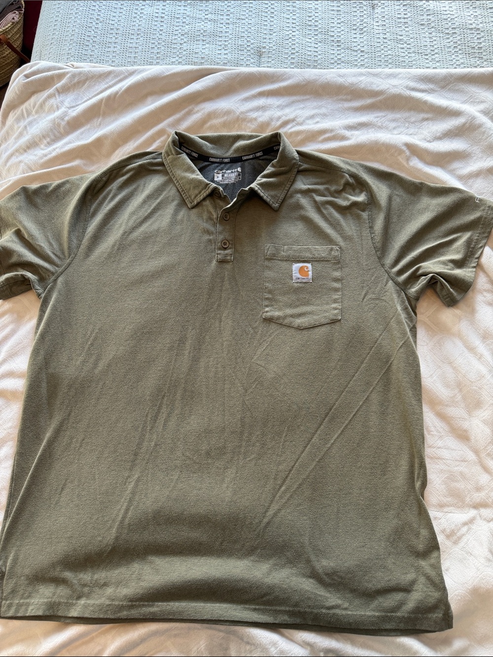 Carhartt Men's Olive Green Work Polo with Chest Pocket
